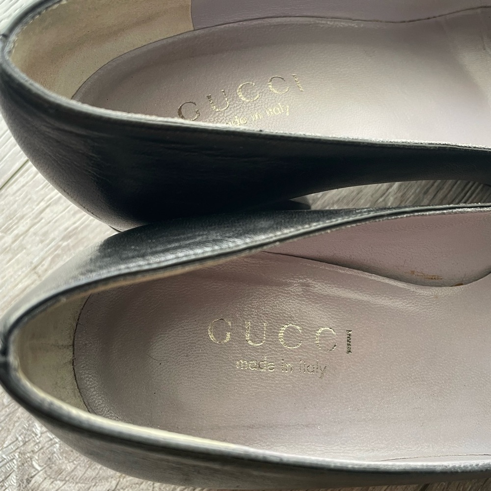 Gucci Black Leather Square-Toe Kitten Heels - Picture 7 of 7